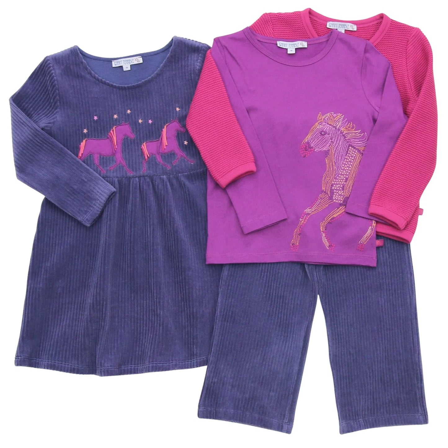 Shirt mit Pferdestickerei in grape