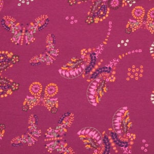 Drehkleid mit Schmetterlingsdruck in berry-cinnamon