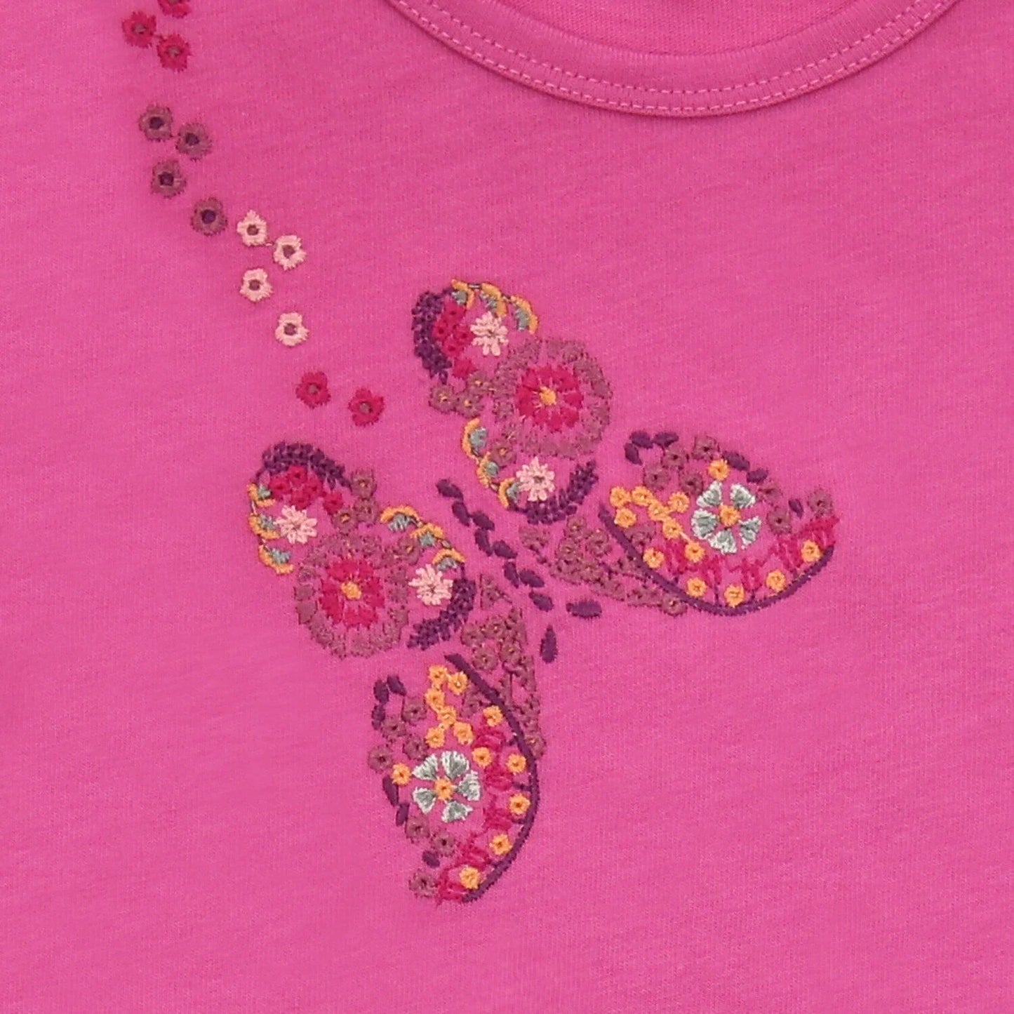 Shirt with butterfly embroidery in fuchsia