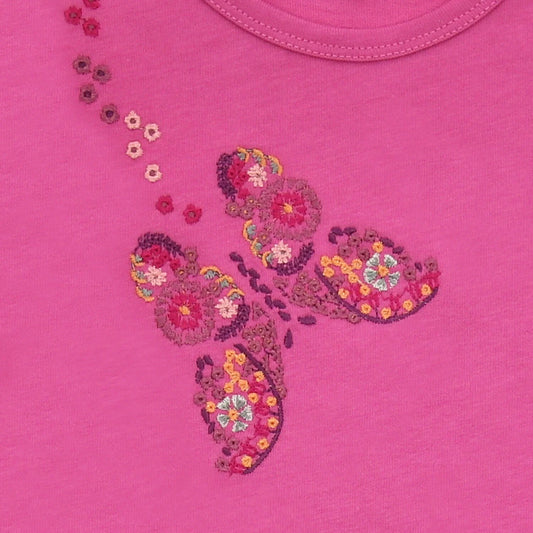 Shirt mit Schmetterlingstickerei in fuchsia