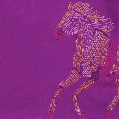 Shirt with horse embroidery in grape