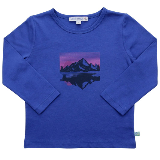 Shirt with mountain print in cobalt