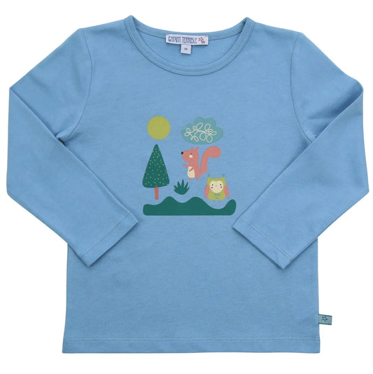 Shirt with forest animal print in light azure