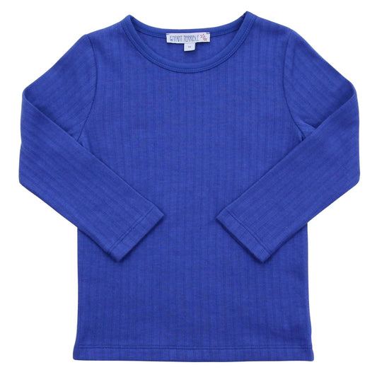 Ribbed shirt, double-layered in cobalt