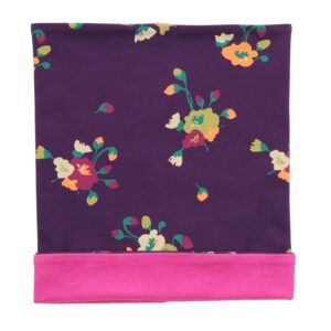 Reversible loop scarf large flower print in dark grape-berry