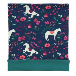 Reversible loop scarf horse print in dark cobalt- emerald