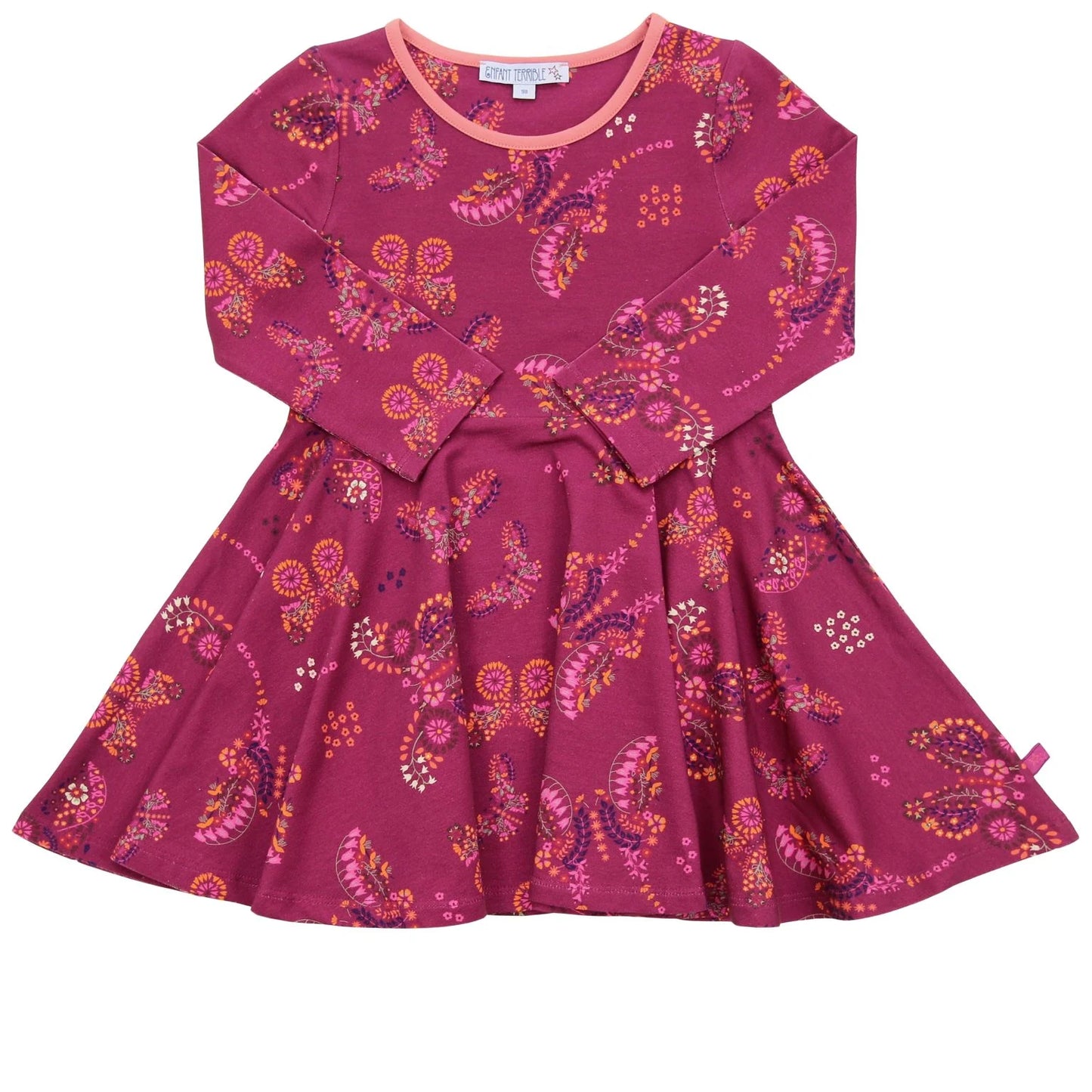 Twirl dress butterfly print in berry-cinnamon