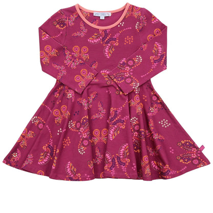 Twirl dress butterfly print in berry-cinnamon