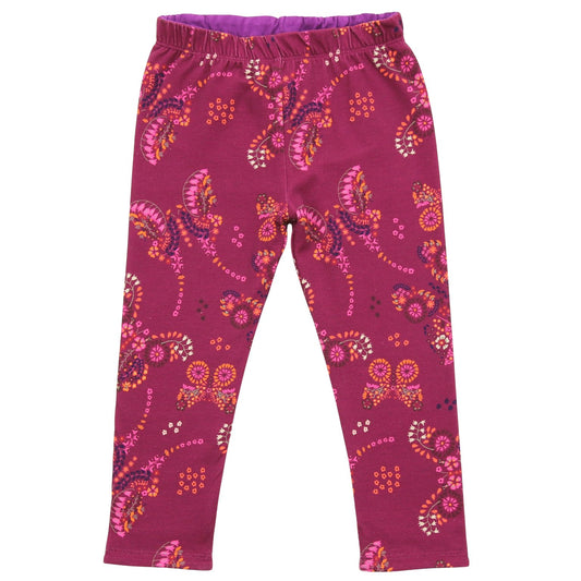 Reversible leggings with butterfly print in berry-cinnamon