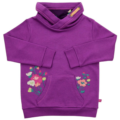 Stehkragen Sweatshirt mit Blumenstickerei in grape