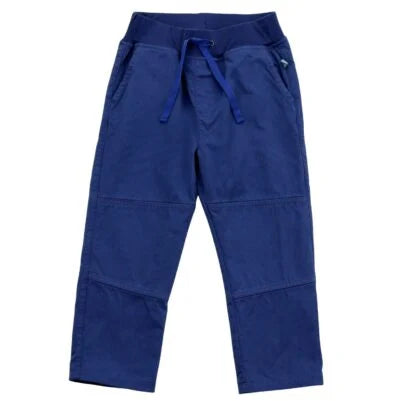Woven trousers with jersey lining and double knees in dark cobalt Warm!
