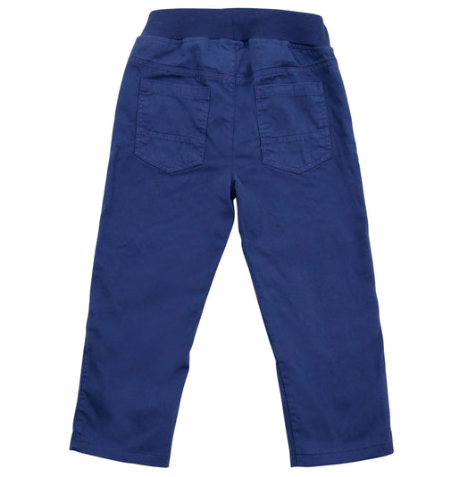 Woven trousers with jersey lining and double knees in dark cobalt Warm!