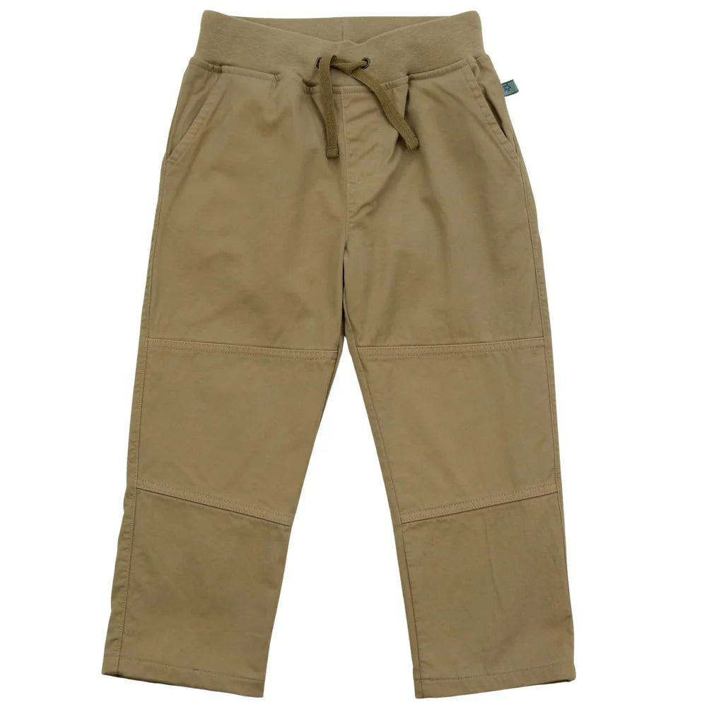 Webhose mit Jerseyfutter und doppelten Knien in light olive. Warm!