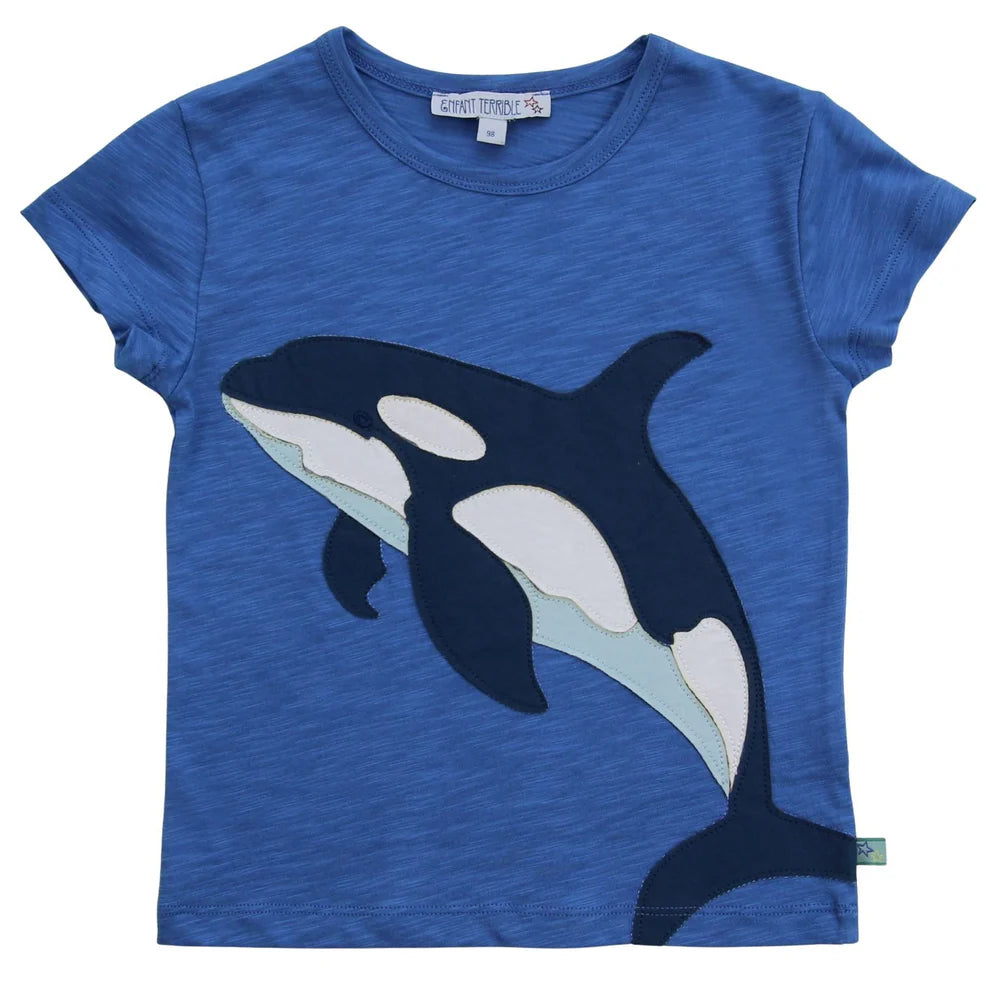 T-Shirt mit Segelbootdruck in navy-white