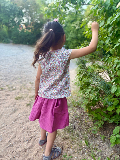 Muslin skirt with buttons in mallow