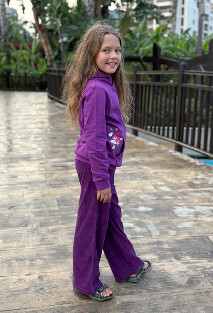 Velvet rib trousers in dark grape