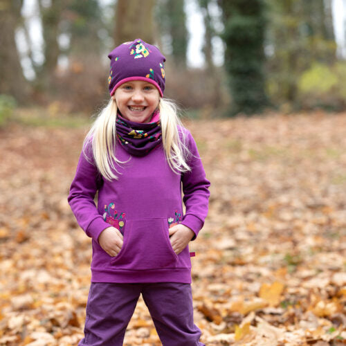 Sweatshirt with floral embroidery in grape