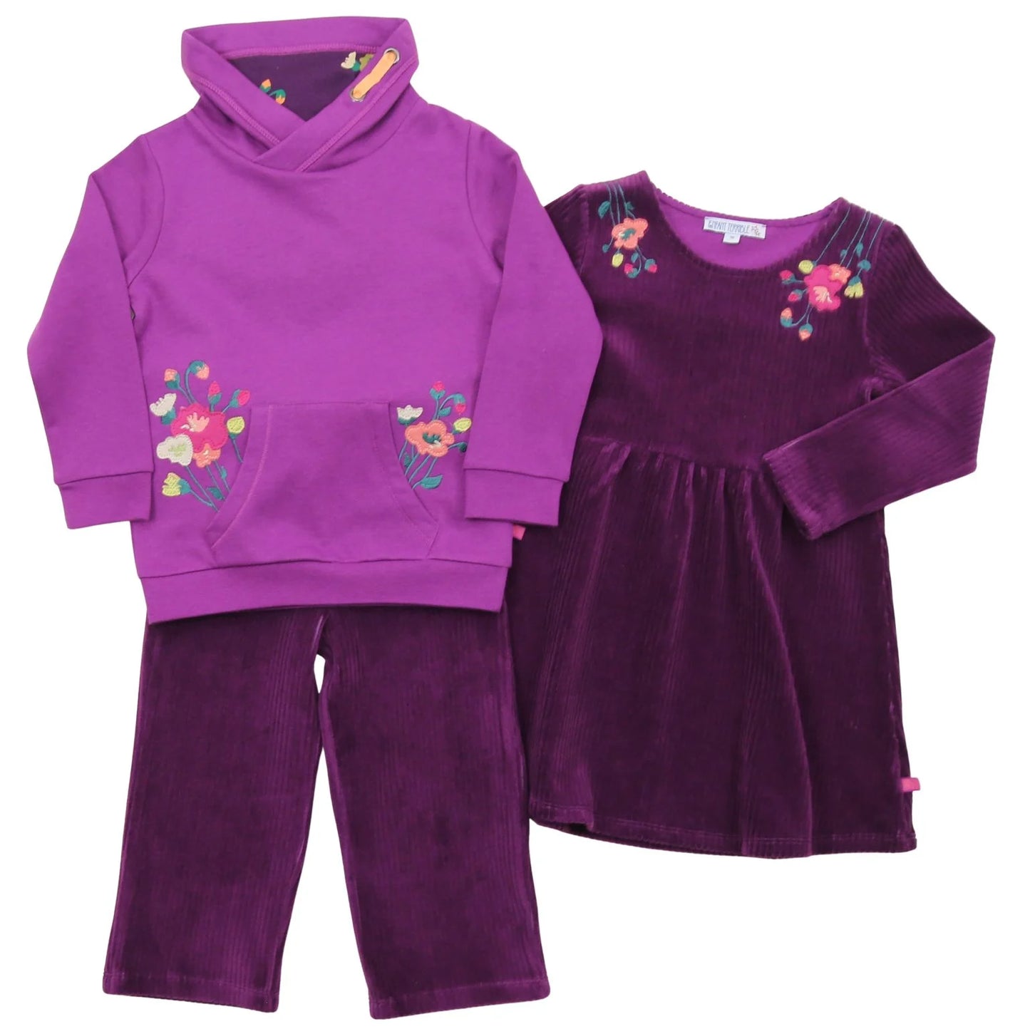 Sweatshirt with floral embroidery in grape