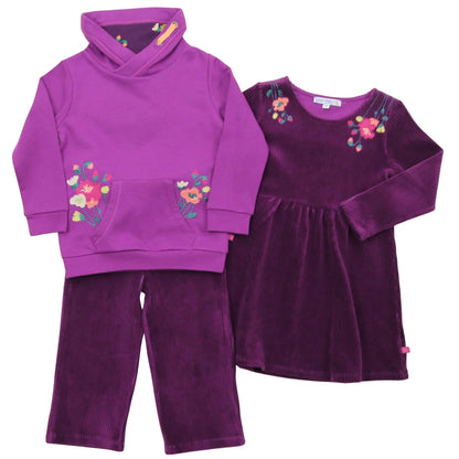 Stehkragen Sweatshirt mit Blumenstickerei in grape