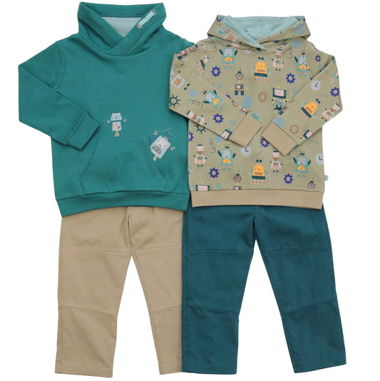 Stehkragen Sweatshirt mit Roboterstickerei in smaragd