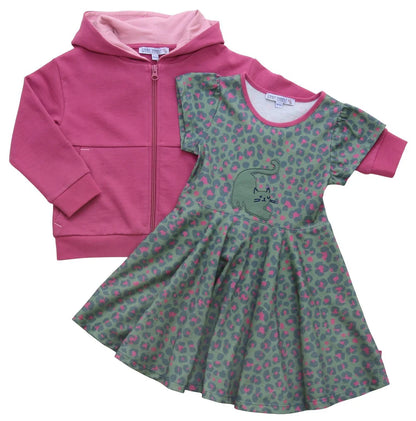 Kleid mit Katzenapplikation in green-mallow