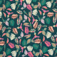 Sweatkleid mit Papageiendruck in dark smaragd-fuchsia